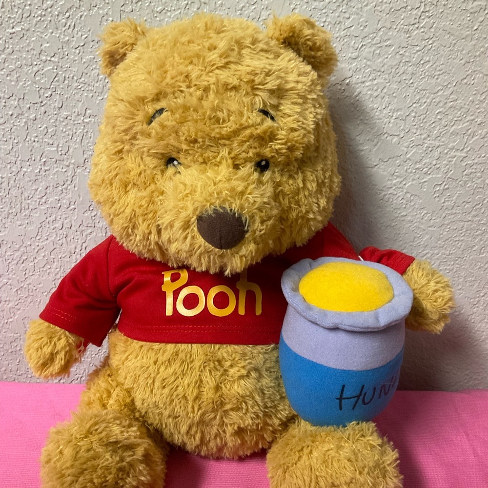 Winnie the Pooh Plush with Red Shirt and Honey Pot
